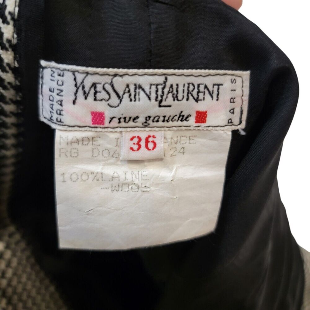 Yves Saint Laurent Suit Womans 36 Black & White Houndstooth Vintage 2 Pc. Suit - Picture 10 of 13